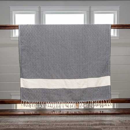 Deerlux 100% Cotton Turkish Bath Towel, 40 x 70 Diamond Peshtemal, Black, PK 2 QI004004.BK.2